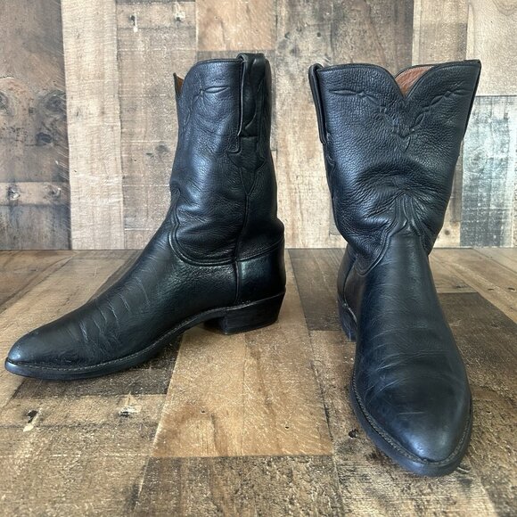 Lucchese Classics L818128 Soft Leather Black Western Cowboy Boots Mens 10.5 D - Picture 8 of 12